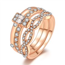 EN fashion 3Pcs/Set infinite ring ladies crystal gold Color couple ring woman en - £6.80 GBP