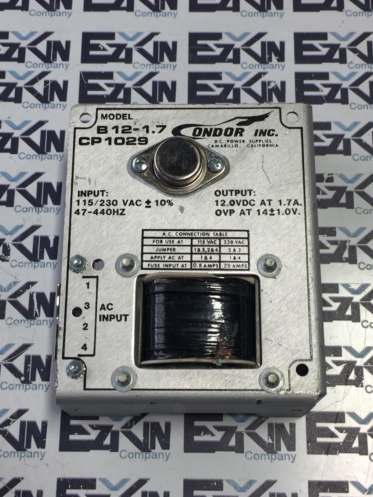 Condor Inc. B12-1.7 DC Power Supply Input 115/230 VAC CP1029  - $28.65