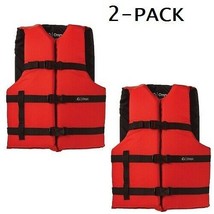 Life Jackets 2 Red Adult Type III Universal Boating Vest Large Ski Jacket - $45.51