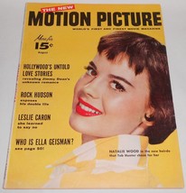 August 1956 MOTION PICTURE MAGAZINE Natalie Wood Cover LESLIE CARON, ROC... - £23.25 GBP