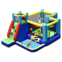 8-in-1 Kids Inflatable Bounce House with Slide without Blower - Color: Blue - £301.38 GBP