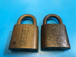 Old Vtg Collectible Pair Of Hurd Detroit U.S.A. USN  Metal Padlock Locks No Keys - £59.83 GBP