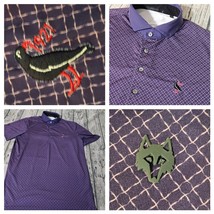 Greyson Golf Polo Men’s M Purple Blue Performance Stretch Tech Geometric - $36.99