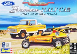 Level 5 Model Kit Ford Bronco Half Cab With Dune Buggy And Flatbed Trailer 1/25 - £57.60 GBP