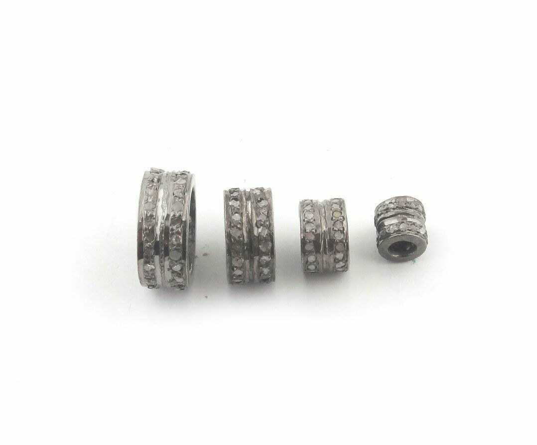 Diamond Spacer Beads 925 Sterling Silver Wheel Rondelles Diamond Finding... - $27.91+