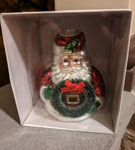 VINTAGE Dept 56 Mercury Glass Santa with Wreath Candle Holder - 1990s - £13.58 GBP