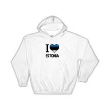 I Love Estonia : Gift Hoodie Flag Heart Country Crest Estonian Expat - £28.76 GBP
