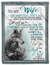 To My Wife Fleece Blanket Xmas Gift For Her Couple Wolf Romantic Love Blankets - £45.92 GBP+