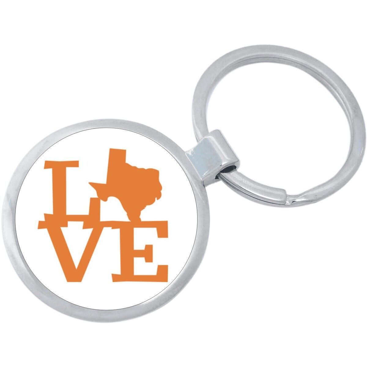 Texas Love Orange White Keychain - Includes 1.25 Inch Loop for Keys or B... - $10.77