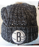 NBA Brooklyn Nets Women&#39;s Meeko Cuffed Knit Beanie Cap Hat &#39;47 Brand Black - £23.59 GBP