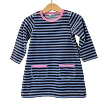 Baby Boden Dress 18 - 24 mon baby velour pink trimmed striped pockets A line  - £18.68 GBP