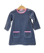 Baby Boden Dress 18 - 24 mon baby velour pink trimmed striped pockets A ... - £18.71 GBP