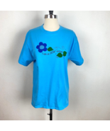 Hanes Womens Shirt Medium Life Is SEW Good Jody Graphic Blue Cotton Shor... - £13.18 GBP