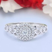 1.50Ct Round Cut Lab-Created Diamond Wedding Halo Ring 14k White Gold Pl... - £107.88 GBP