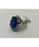 NEW London Blue TOPAZ with Crystals Women&#39;s Large Stone Size 7 US Ring - £6.26 GBP