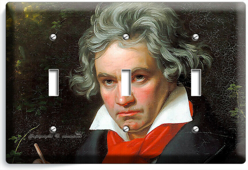 LUDWIG VAN BEETHOVEN PORTRAIT LIGHT SWITCH 3 GANG PLATES MUSIC STUDIO ROOM DECOR