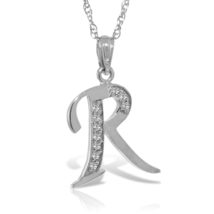Initial &#39;R&#39; Pendant Diamond Necklace Galaxy Gold GG 14K Solid White Gold... - £511.13 GBP