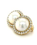 14k Gelbgold Mabe Perlen Und Diamant Ohrringe - €4.279,58 EUR