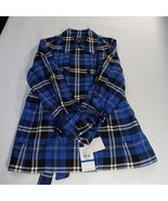 Jones Wear 60039958 Women's XL Wool Blend Blue/Black Flannel Belted Coat Jacket - €76,26 EUR