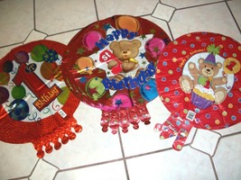 Happy First Birthday Mylar Balloons Lot of 14 Teddy Bears And Big 1 With Weights - £10.89 GBP