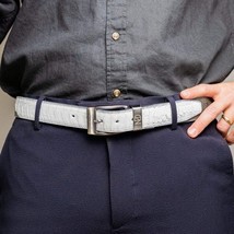 Alessio Genuine Ostrich Leg Exotic Belt White / Gray image 5