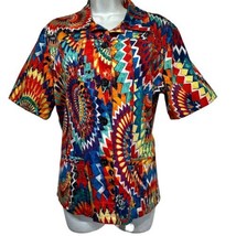 chicos bright geometric southwestern button up collared top Size 2 - £19.32 GBP