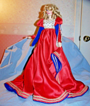 Queen of Hearts Porcelain Doll-Franklin Mint w/Stand-by Laine Gordon - £29.10 GBP