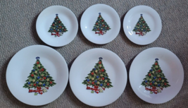 Set of 6 Christmas Tree Plates and Saucers Holiday Dinner Decorative Winter - £23.42 GBP