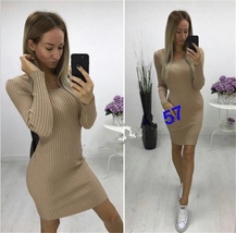 Women Sexy Bodycon Knit Sweater Dress Casual Slim Long Sleeve Mini Jumper - $39.99