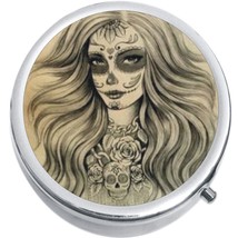 Dia De Los Muertos Girl Skull Medicine Pill Box - $11.65