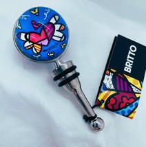 Romero Britto  Bottle Stopper Flying Heart Blue Rare Retired Collectible #331461 image 2