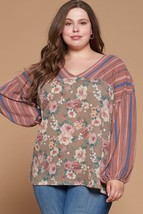 Women&#39;s Plus Size Marsala Floral Printed Knit Top (1XL) - $26.73