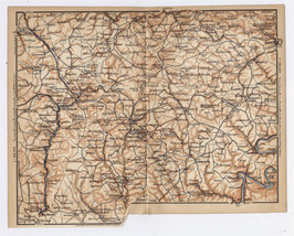 1896 Antique Map Of RHINELAND-PALATINATE Gerolstein Cochem Daun Mayen Germany - £15.33 GBP