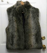 New BLASSPORT Sz L Womens Vintage 90s Faux Fur Reversible Full Zip Vest Jacket - £13.50 GBP