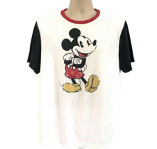Disney Retro Mickey Mouse White Graphic Ring T-Shirt Medium Stretch Cotton - £11.68 GBP