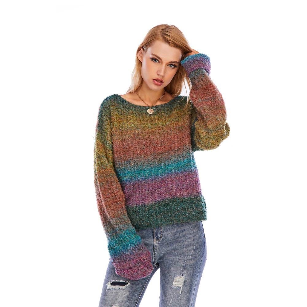 CGYY Color   Loose Causal  Long Sleeve O-Neck  Pullover  Soft Female Knit Jumper - £167.32 GBP