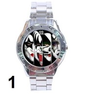 Watch with  Kiss print stainless steel watch custom design with rock bands - £20.45 GBP