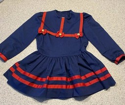 Vintage Peaches ‘n Cream Sailor Dress Navy Blue &amp; Red Girl’s Size 5 Made... - $283.14 MXN