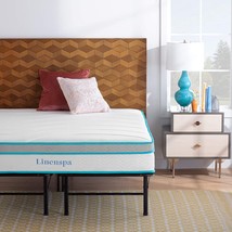 Linenspa 10” Memory Foam and Innerspring Hybrid Mattress + 14” Platform Bed – - £401.14 GBP