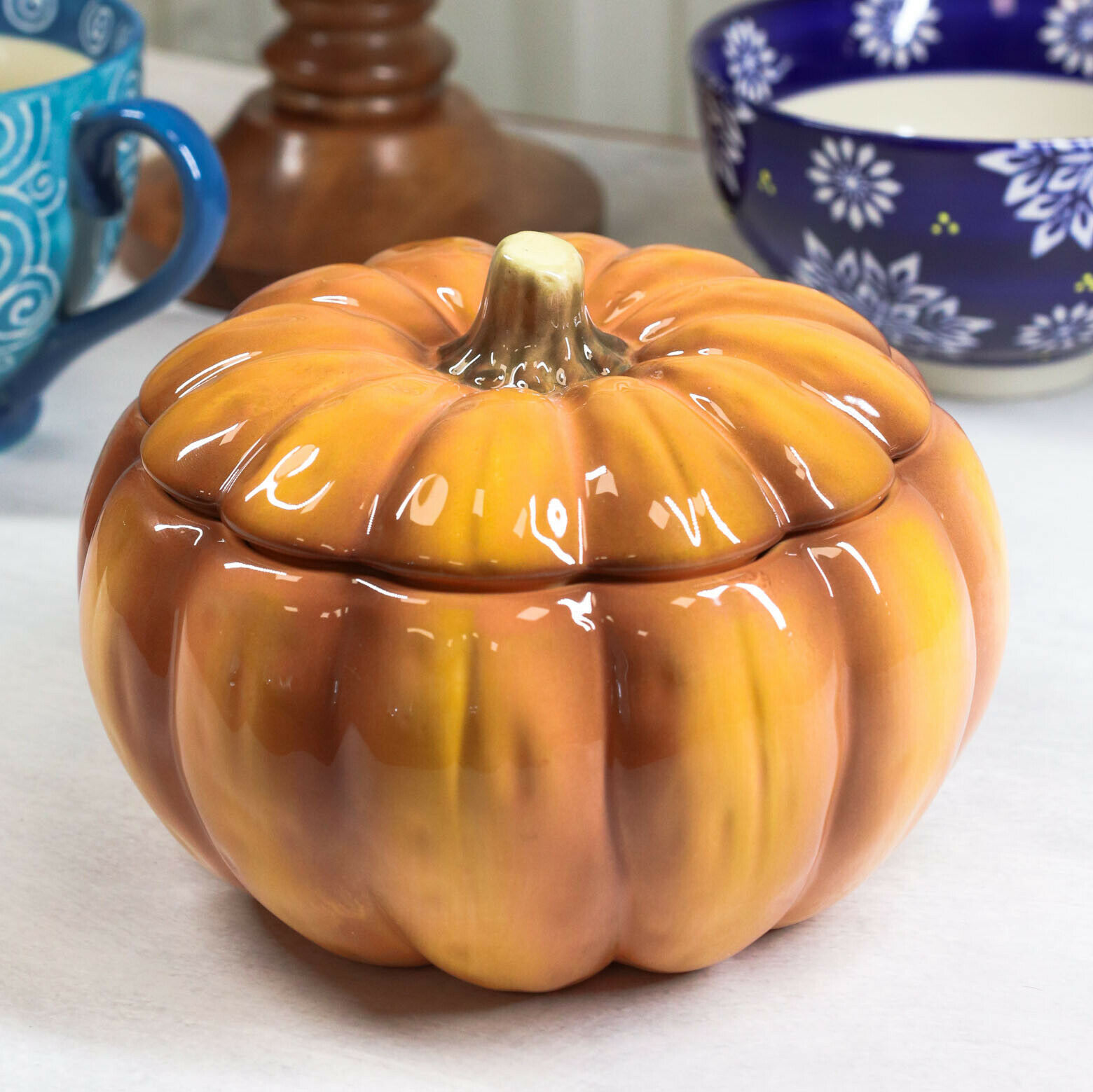 Ebros Home Kitchen Gourmet Hearty Orange Ceramic Pumpkin Soup Or Dessert Bowl - $26.99