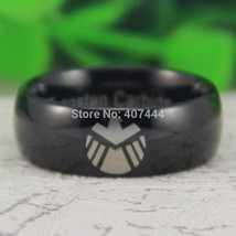 YGK Trendy Tungsten Carbide Black Marvel, Agents of Shield Logo Themed Ring - £30.36 GBP