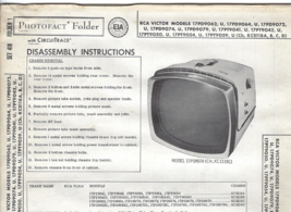 1958 Rca Victor 17PD9074 Portable Tv Television Service Manual Photofact Vintage - $9.89