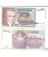YUGOSLAVIA HUGE 5 MILLION DINARA NOTE - £2.55 GBP