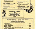 The Rafters Snacks &amp; Sandwiches Menu 1982 Glenway Avenue in Cincinnati O... - $17.85