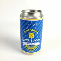 Original Beer Socks In a Can 1 Pair Novelty Crew Black Men&#39;s Sz US8-12 New - £8.62 GBP