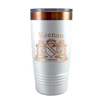 Keenan Irish Coat of Arms White Rose Travel Mug - $27.44