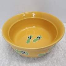 PetRageous Designs Yellow Bowl Flip-Flops Water Food Dish Hand Painted S... - $14.79