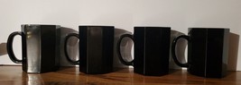 Set of 4 Arcoroc Black Glass Coffee Cups Mugs Octime Made in France - £18.98 GBP