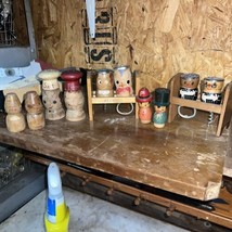 Lot of  3 Vintage Wooden Salt &amp; Pepper Shakers &amp; 2 Wooden Bar Sets - $19.99