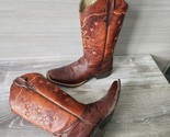 Stetson Orange Brown Leather Cross Stars Cowboy Western Ladies Boot Sz 10 - £77.22 GBP